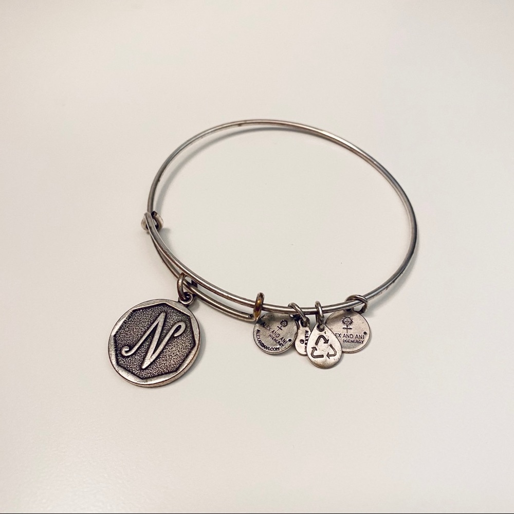 Alex and Ani “N” Silver Charm Bracelet